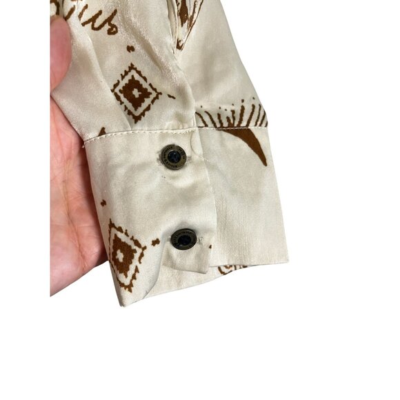 Retro Western Cowgirl Shirt Tan L Country Farm Classic Chic Concert Preppy 80s - Picture 2 of 13